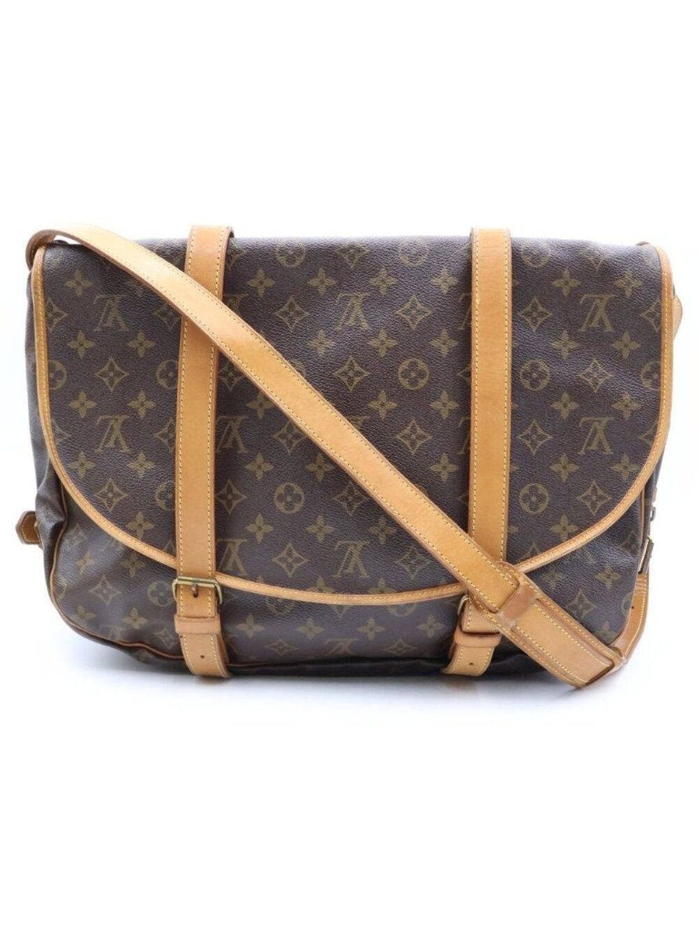 Louis Vuitton Monogram Saumur 43 Shoulder Bag Brown Leather Gold